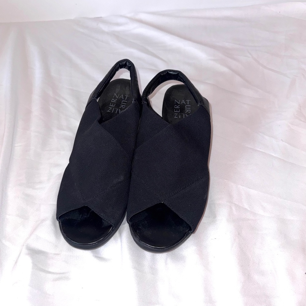 Naturalizer Black Mesh Slingback Wedge Sandals – Size 7.5 – Never Worn